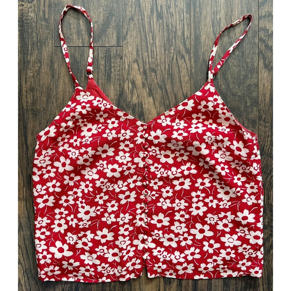 Madewell Women’s Button-Down Cami in Full Bloom 4 Retro Floral Cranberry